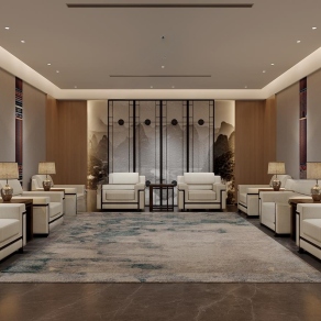 新中式会客接待室3D模型下载